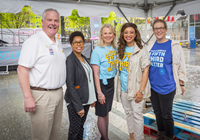 Kurt Rieber, president and CEO, Freestore Foodbank; Bridget Patton, director of community affairs, office of Mayor John Cranley; Teresa Tanner, chief administrative officer, Fifth Third Bank; Scenario Adebesin, director, corporate social responsibility, Fifth Third Bank; and Jule Kucera, chief diversity and corporate social responsibility officer, Fifth Third Bank celebrate Fifth Third Day. (Photo: Business Wire)