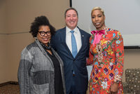 Stephanie Smith, Director of Supplier Diversity and Inclusion; Greg Carmichael, Chairman, President and CEO and Kimberly Blackwell, CEO of PMM, attended the 2018 Fifth Third Bank Supplier Diversity Summit. (Photo: Business Wire)