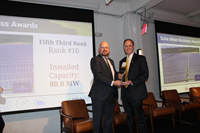 Fifth Thirdâs Director of Environmental Sustainability Scott Hassell accepts a Top 10 Corporate Solar Purchaser Award from Mike Smith, chief business officer of the Solar Energy Industries Association. (Photo: Business Wire)
