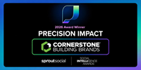 Cornerstone Building Brands was recognized with Sprout Social's 2026 Precision Impact Award for leveraging social intelligence to drive customer engagement, business insights and measurable results across its portfolio of brands. Photo courtesy: Cornerstone Building Brands