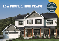 The Slimline® concealed fastener metal roofing panel from Fortify Building Solutions™, shown in True Black, was selected as a Good Housekeeping 2026 Home Reno Awards winner. Image courtesy Fortify Building Solutions™ / Cornerstone Building Brands.