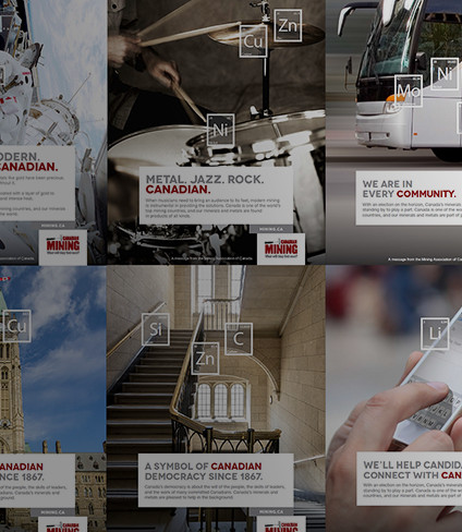 Photo collage of Mining Association of Canada advertisements