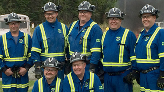 Mine rescue team in equipment