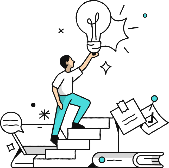 Doodle of a person walking up stairs