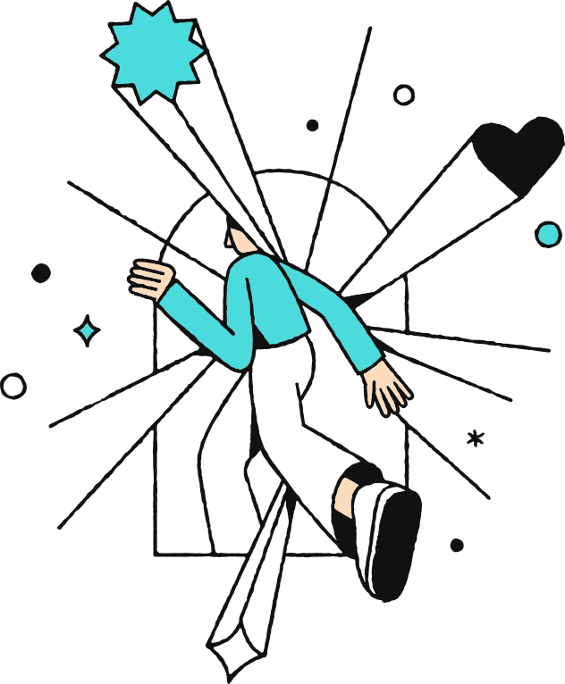 Doodle of a person walking through a door